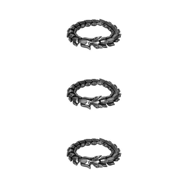 Thinsony Distinctive Gothic Punk Dragon Scale Bangle 48 inches Cool and Contemporary Black 8.26 Inch 3Set