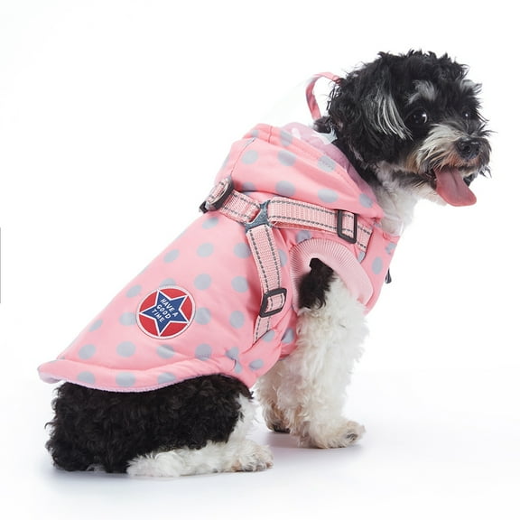 Winter Dog Coat, Waterproof Dog Hooded Coat with Harness, Warm Dog Jacket for Small, Medium and Large Dogs