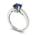 thumbnail image 2 of 1.465 ct Round Cut Simulated Blue Sapphire Solitaire with Simulated Diamond Accents 18K White Gold Womens Engagement Ring, 2 of 5