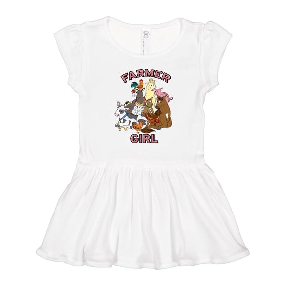 Inktastic Farmer Girl with Happy Farm Animals Girls Toddler Dress