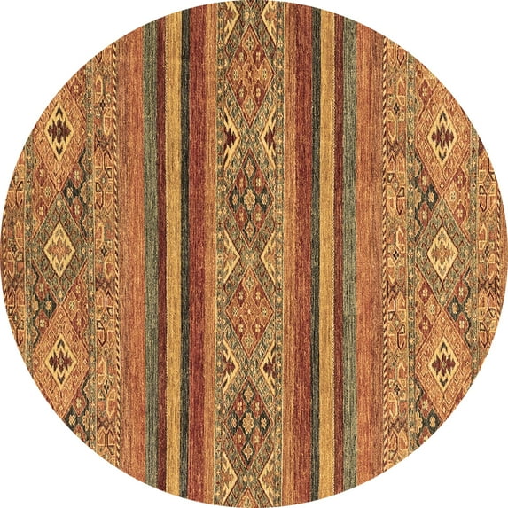 Ahgly Company Indoor Round Abstract Brown Modern Area Rugs, 7' Round