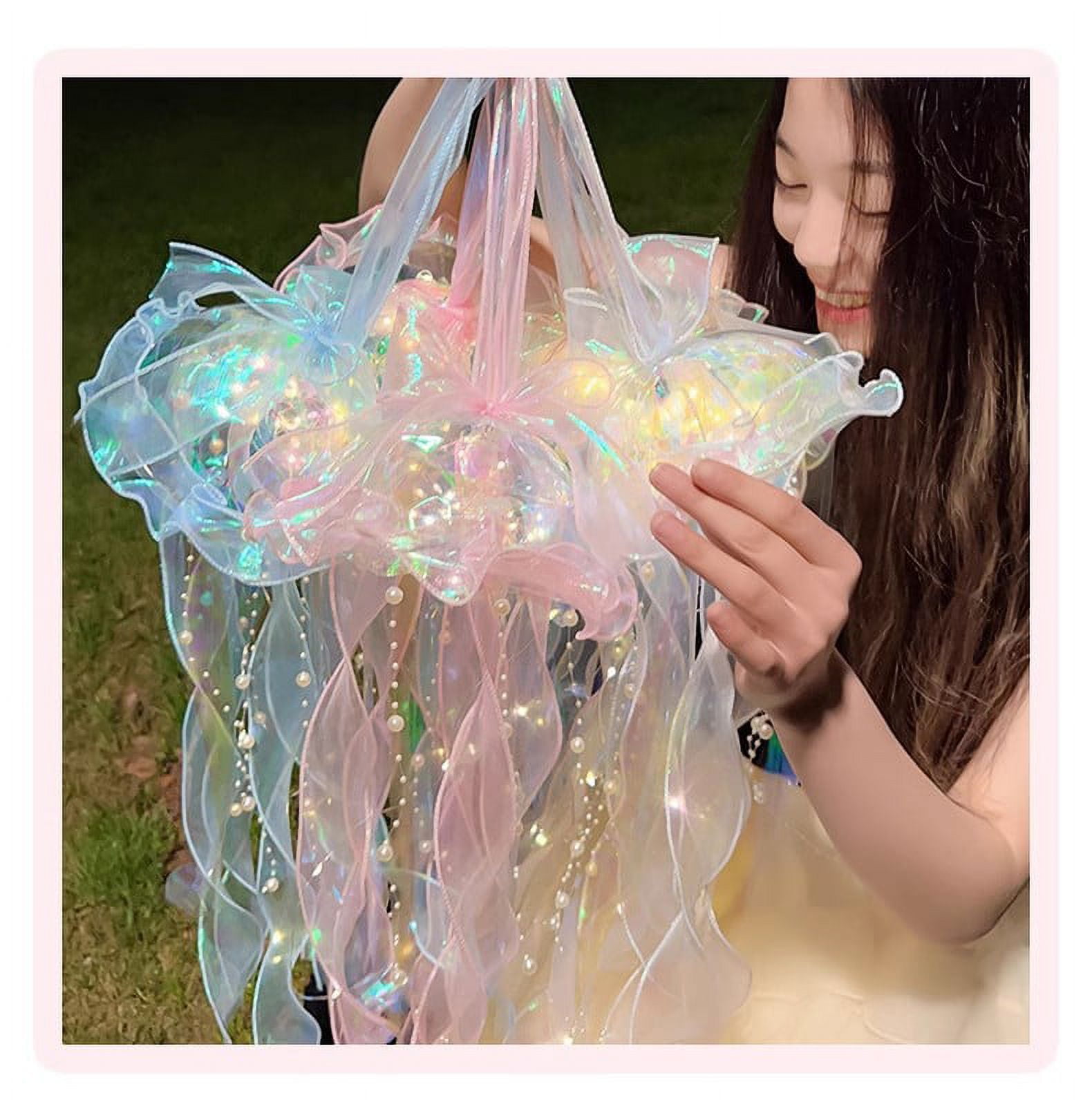LJIABao 5pcs Iridescent Jellyfish Lanterns, Hanging Birthday Decorations, Holographic Centerpieces image 4