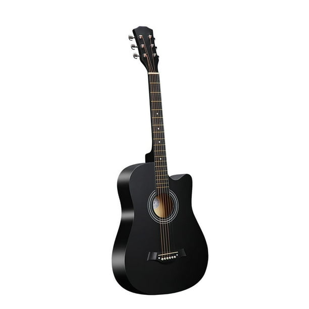 Guitarra acústica de 38" y 6 cuerdas, instrumento musical profesional, duradero, con sonido claro, tono completo y brillante para adolescentes, adultos y principiantes. Negro