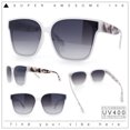 thumbnail image 2 of Womens Inset Lens Large Plastic Rectangle Horn Rim Marble Inlay Sunglasses White Slate - Smoke, 2 of 8