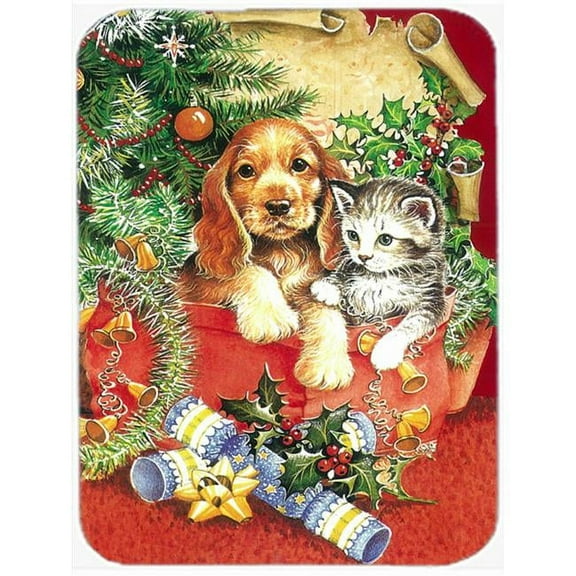 Christmas Puppy & Kitten Mouse Pad, Hot Pad or Trivet