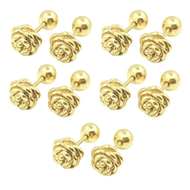 Pendientes de 5 piezas, aretes redondos, regalos geométricos, accesorios de joyería, cartílago, abalorio de boda a la moda para mujeres y Ropa, zapatos y accesorios Miscelánea balón de Oro Minnieouse AP009678-10B