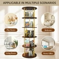 thumbnail image 2 of LUMAMIN 5 Tier Rotating Bookshelf, 360° Display Round Bookcase Tower, Wood & Metal Stackable Swivel Book Shelf Organizer for Home & Office, Gold, 2 of 9