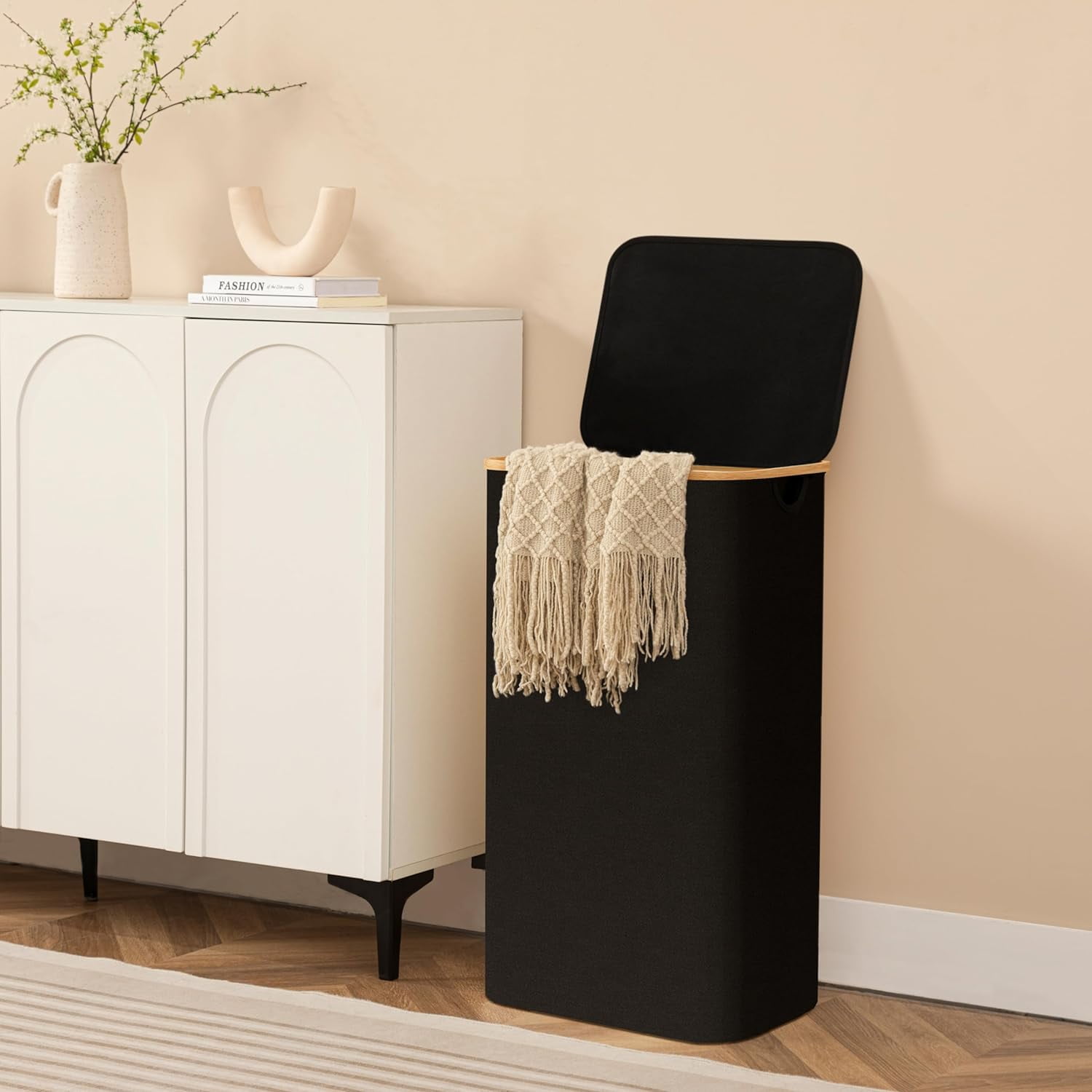 HBlife Large Collapsible Laundry Hamper with Lid and Removable Bag, Black