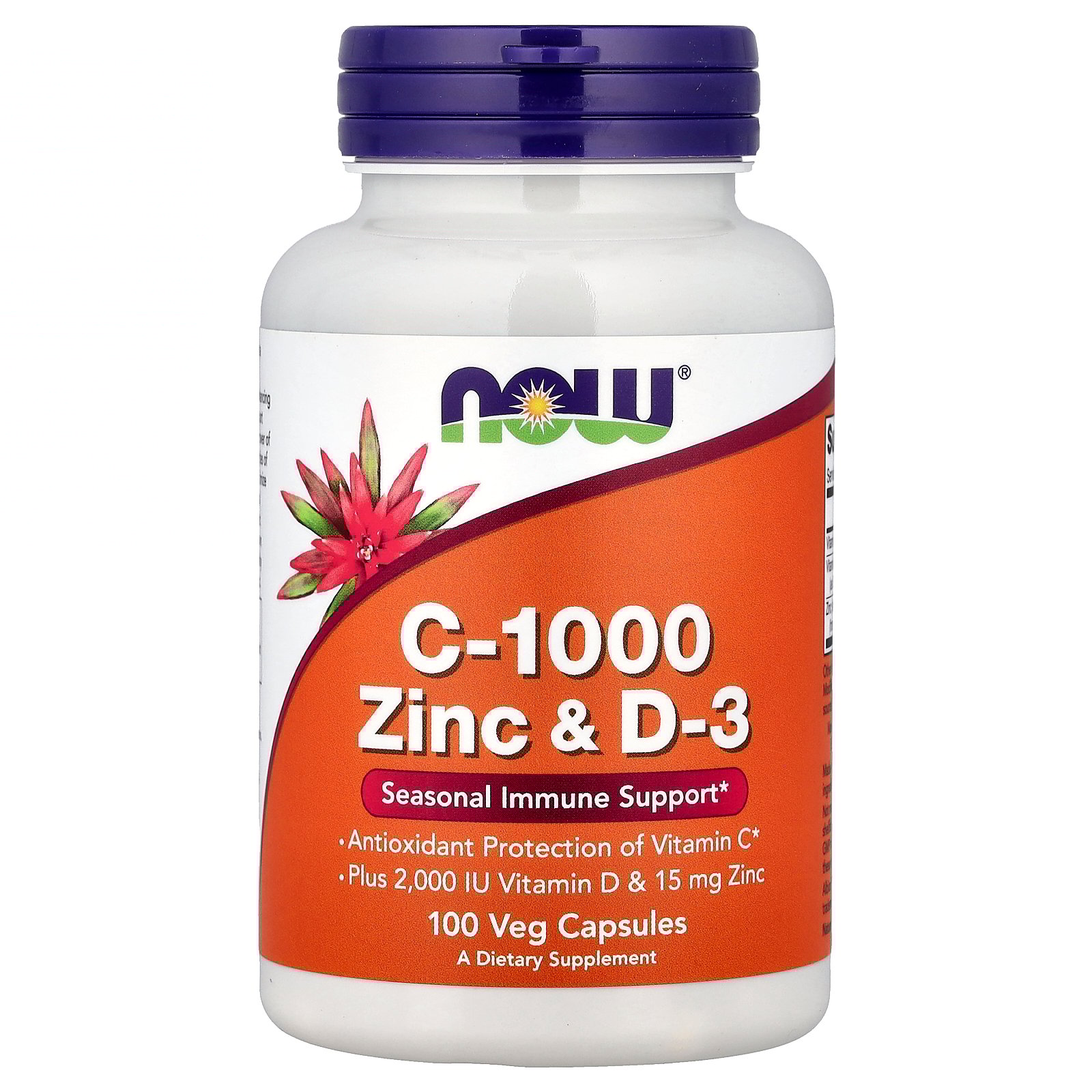 NOW Foods C-1000 Zinc & D-3, 100 Veg Capsules