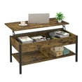 thumbnail image 5 of Topcobe Lift Tabletop Dining Center Table with Hidden Storage Compartment for Living Room Reception Room, Brown, 5 of 9