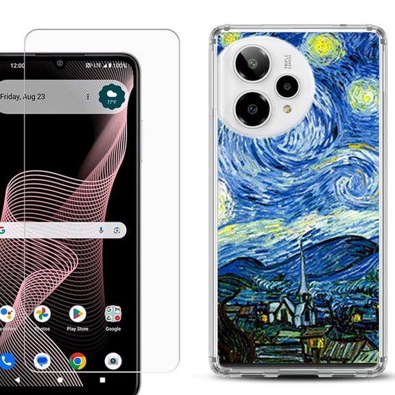 Phone Case for Cricket Icon Plus 2026, with Screen Protector, by OneToughShield - Starry Night France