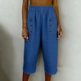 thumbnail image 7 of Noric Women's Cotton High Waist Casual Capri Pants with Button Pocket Elastic Waist Relaxed Fit Solid Yoga Runing Trousers, 7 of 7