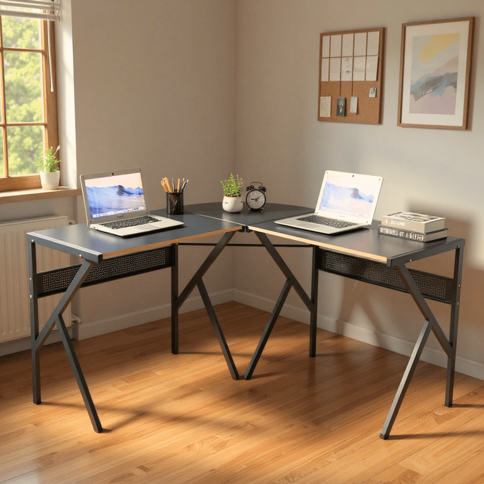 Homy Casa L Shaped Computer Desk, Convertible Corner Desk, Home Office Gaming Writing Table, Black