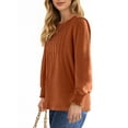 thumbnail image 4 of UVN Plus Size Tops for Women Pleated Long Sleeve Shirts Dressy Casual Crewneck Fall Blouses, 4 of 9