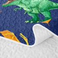 thumbnail image 5 of Feelyou Jungle Dinosaur Bed Spread Queen for Boys Girls Bedding, Tropical Palm Dino Queen Coverlet Set, Navy, 3 Pieces, 5 of 7