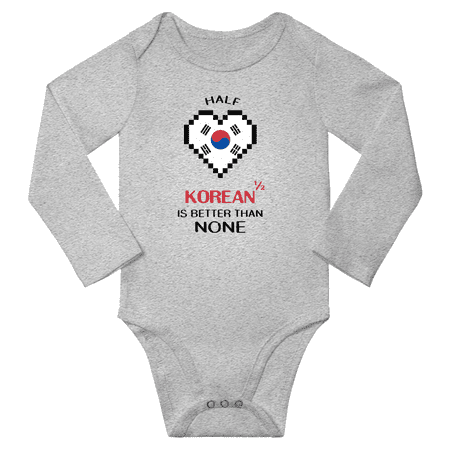 

1/2 Half Korean is Better Than None Cute Baby Long Slevve Bodysuit Outfits (Gray 18-24 Months)