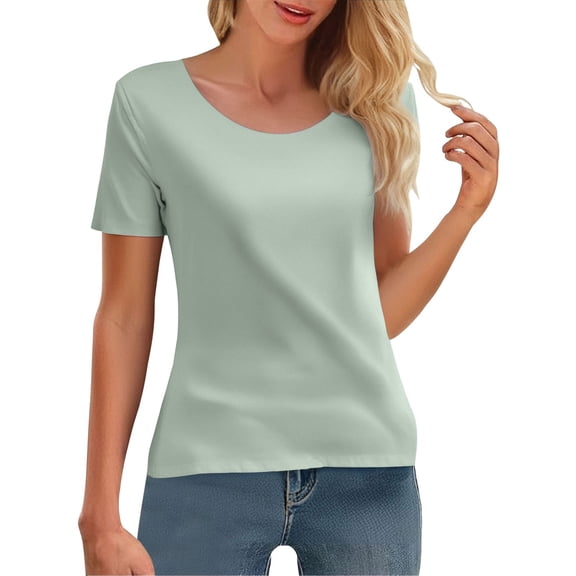 T Shirts For Women Womens Tops Summer Ice Round Neck Short Sleeved T Shirt For Sports And Fitness High Elasticity Slim Fit Quick Drying