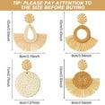 thumbnail image 2 of 4 Pairs Rattan Earrings Big Lightweight Geometric Statement Tassel Woven Bohemian Earrings Handmade Straw Wicker Braid Hoop Drop Dangle Earrings for Women Girls, 2 of 7