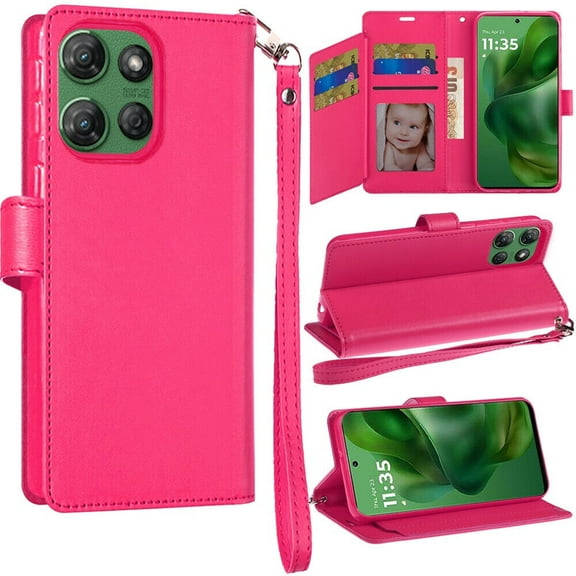 For Motorola Moto G Stylus 5G 2025 XT2517 Wallet ID Flip Pouch Cover Phone Case - Pink