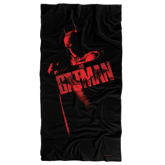 The Batman (2022) Beach Towel, 30"x60", Monochromatic Red Beach Towel