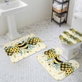 thumbnail image 3 of Bees Loves Bathroom Rugs Set Vintage Country Yellow Bee Plaid Dot Love Floral Yellow Non Slip Absorbent Soft Bath Mats 3 Piece Set with Bathroom Rug, U-Shaped Floor Mat, Toilet Seat Cover Small Size, 3 of 9