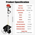 thumbnail image 2 of 51.7cc Gas Powered Mini Tiller Cultivator – 1.45kW, 9in Tilling Width, 360° Operation, for Garden Weeding Soil Cultivation, Handheld Cultivator, 2 of 18
