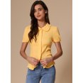 thumbnail image 2 of DARING DIVA Sweet Peter Pan Collar Button Down Blouses XS Yellow 2, 2 of 6