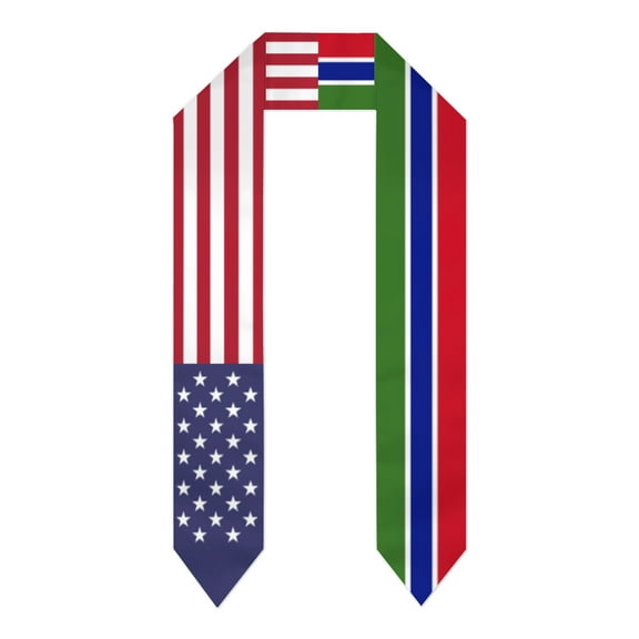 Gambia & USA United States Flag Shawl Sash Stole Graduation Shawls Wraps Scraf For International Study