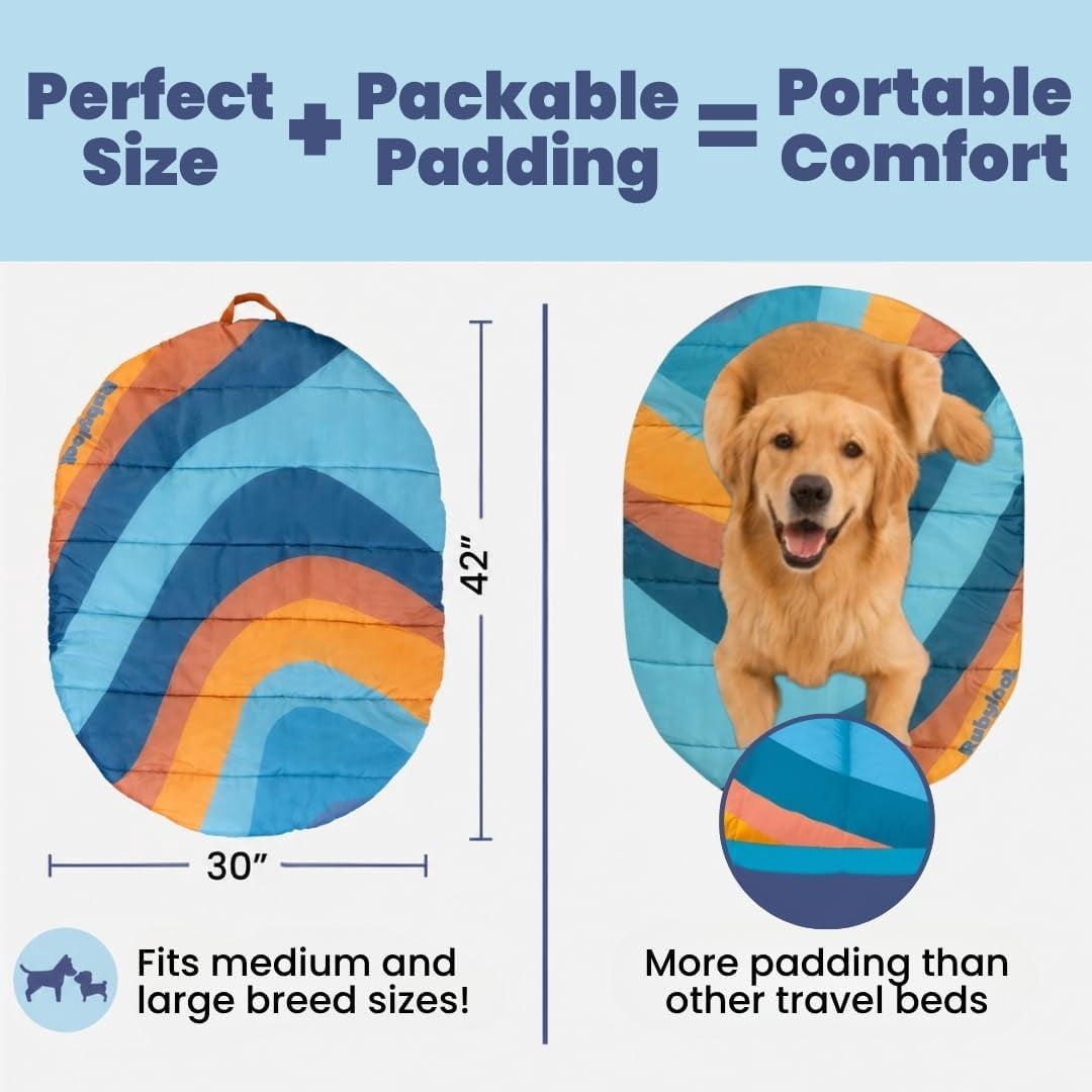 Dog Travel Bed, Packable Bed for Travel and Road Trips, Machine Washable, Teal