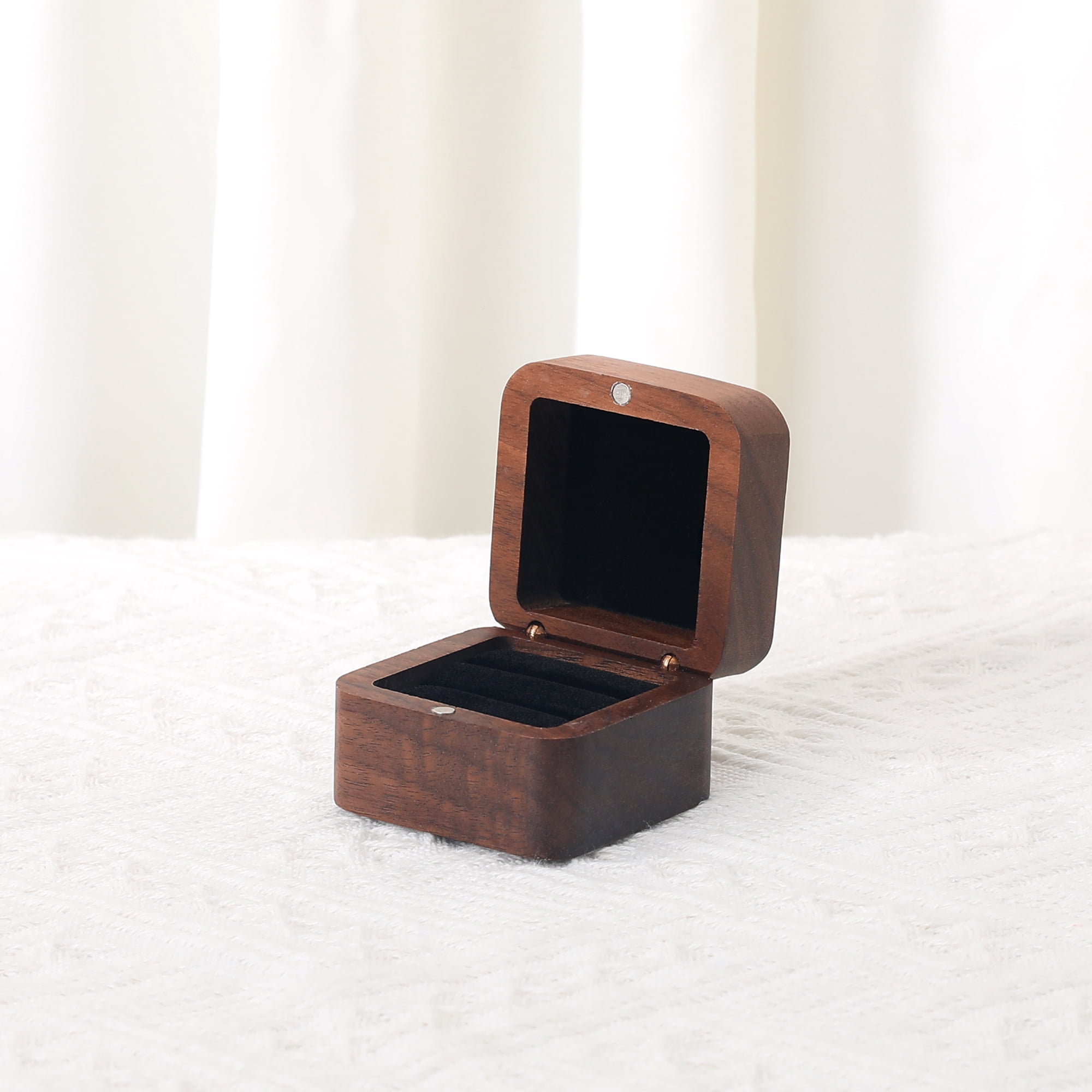 Unique Bargains Wood Ring Box Jewelry Storage for Proposal Black