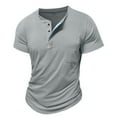 thumbnail image 5 of Mens Big and Tall Henley Shirt, Short Sleeve Shirts for Men Summer Casual Vintage Solid Color Button Up Crewneck T-Shirts with Pockets, 5 of 5