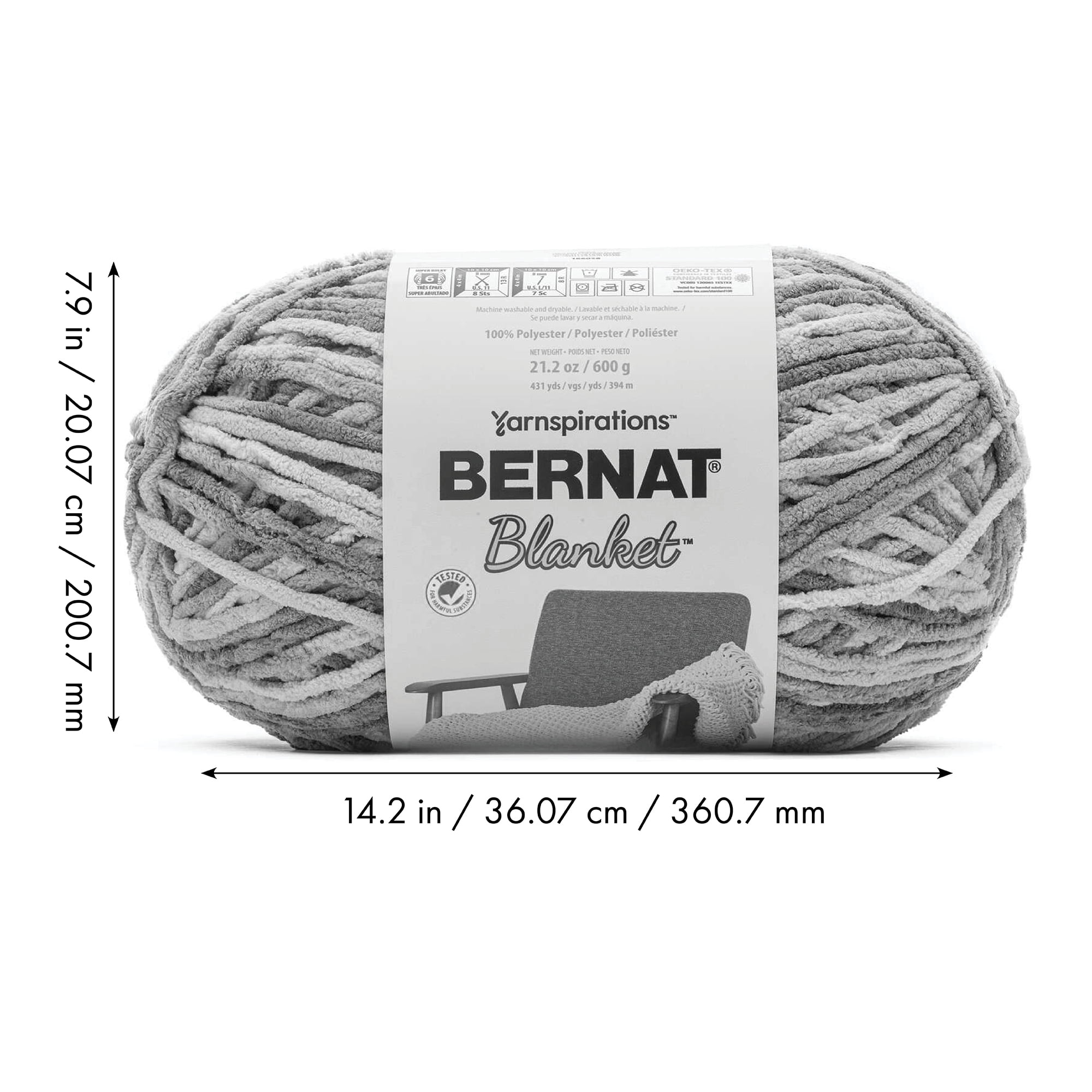 Bernat® Blanket™ #6 Super Bulky Polyester Yarn, Pink Dust 21.2oz/600g 431 Yards