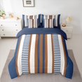 thumbnail image 2 of Homewish Beige Brown Blue 7 Pieces Bedding Comforter Set,Minimalism Geometric Lines Full Bedding Set,Modern Artistic Fitted Sheet Flat Sheet For Adults,Breathable Home Decor Reversible, 2 of 8