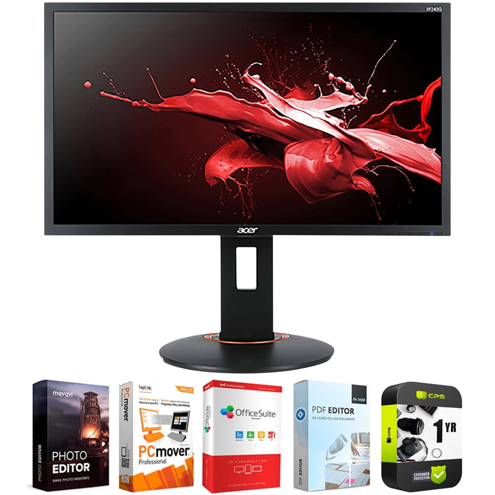Acer UM.UX0AA.S01 23.6 inch XF240Q Sbiipr 16:9 Gaming Monitor 144hz-165hz  AMD FreeSync Bundle with 1 Year Extended Protection Plan and Elite Suite 18  Standard Editing Software Bundle - Walmart.com