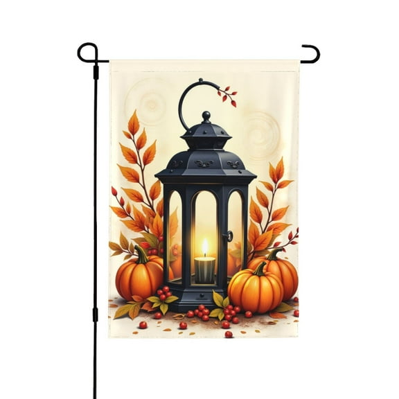Autumn Harvest Lantern Garden Flag 12x18 Inch Double Sided Outdoor Yard Decor Fall Thanksgiving Seasonal Farmhouse Welcome Patio Decoration
