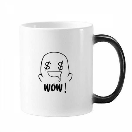 

Greedy Black Cute Chat Happy Pattern Changing Color Mug Morphing Heat Sensitive Cup With Handles 350 ml