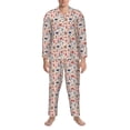 thumbnail image 3 of Fuzoiu Paris Print Men's Long-Sleeved Pajama,Lounge Button Down Nightwear,Mens Notch Collar Pajama Set -X-Large, 3 of 7