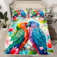 thumbnail image 2 of Manfei Boys Girls Cartoon Parrots Twin Sheet Sets 3pcs,Chic Floral Flower Twin Fitted Sheet Microfiber,Happy Valentine's Day Breathable Flat Sheet,Breathable Home Decor, 2 of 7