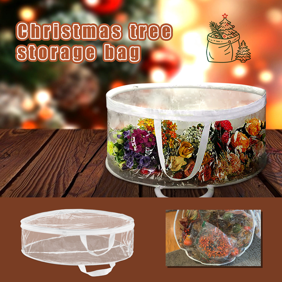 Tear‑Resistant Water‑Resistant Dual‑Zipper Clear Wreath Storage Bag, 24 Inch Wreath Storage Bag, Xmas Decor Organizer for Holiday Decoration Storage, Farmhouse Christmas Decor & New Year Home Decor