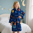 thumbnail image 2 of CUZIBR Holiday Outfits Winter Thickened Fuzzy Thermal Soft Bathrobe Plaid Long Sleeve Cute Robe Home Dailywear Baby Girls' Clothing Sets,Dark Blue,5-6 Years, 2 of 4