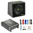 thumbnail image 1 of Kicker VCompS 12 inch compS Series Angled Vented Loaded SubWoofer Enclosure, Kicker 600 Watt MONO Class D Power Car Audio Amplifier Amp CXA300.1, 8 Gauge Complete Amplifier Wiring Installation Kit, 1 of 4