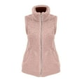 thumbnail image 2 of (clearance)IDALL Zip Up Jackets for Women Sweater Vest Women Girl Plush Warm Light Stand Up Collar Sleeveless Zipper Vest Warm Vest Tops Coats for Women's Outerwear Vests Pink L, 2 of 4