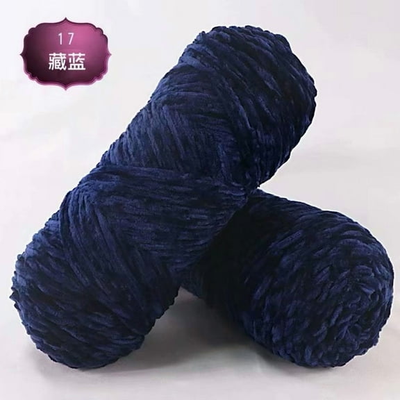 Nvzi 95g Chenille Yarn Ultra Fluffy Velvet Yarn for Blanket & Scarf Crocheting, Beginner Friendly DIY Craft Yarn,dark blue