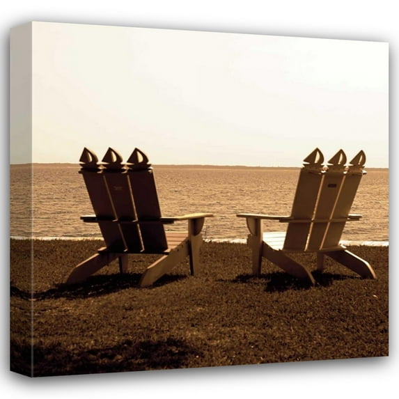 Alan Hausenflock 15x15 Gallery Wrapped Canvas Wall Art Titled - Adirondack Chairs Sq. I
