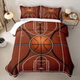 thumbnail image 2 of Castle Fairy Basketball Print Quilt Full,Leather Ball Pattern Full Bedspread Sets,Brown White Black, 2 of 7