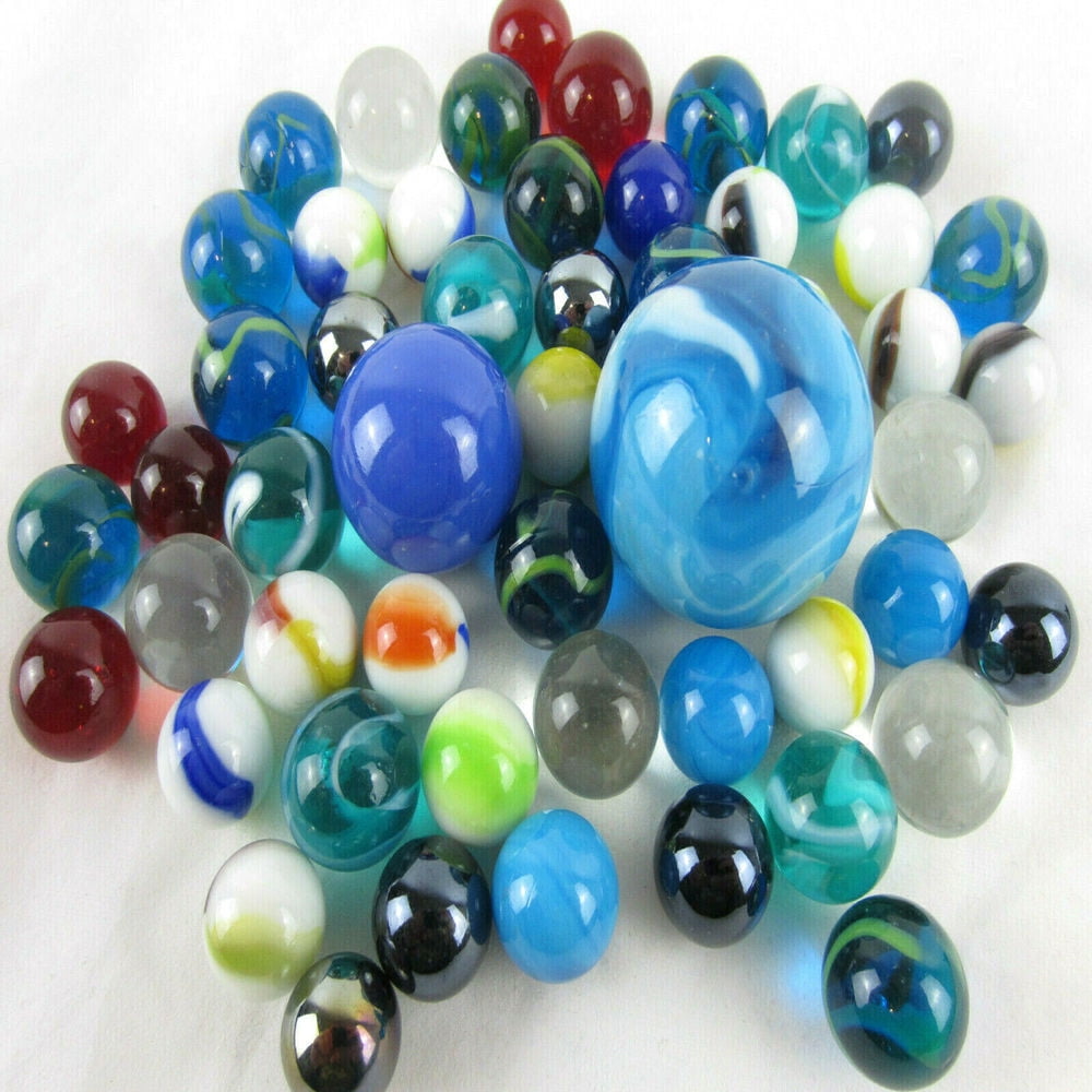 Regal Games 160 Count Traditional Glass Marbles with a Storage Tin Variety of Patterns 3 Sizes