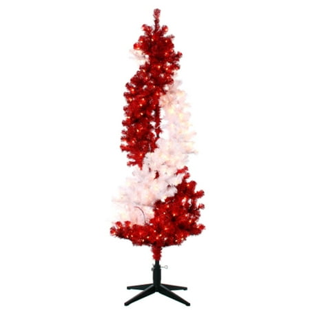 6' Peppermint Twist Pre-Lit Red and White Rotating Artificial Christmas Tree - Walmart.com