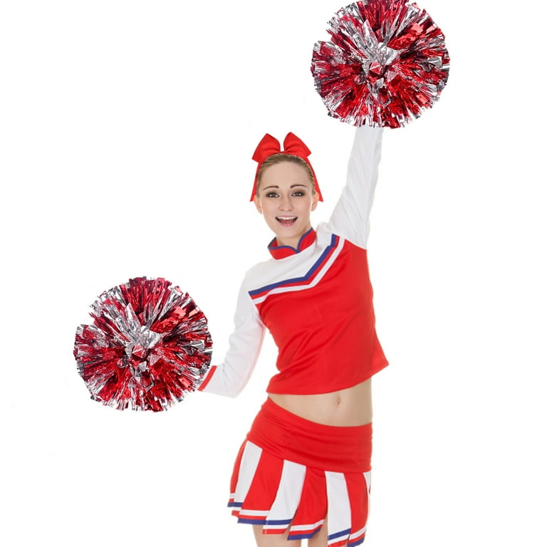 2 Pack Metallic Cheerleading Pom Pom Cheerleader Cheering Squad Pompoms  Dance Cheer Plastic Pom Poms for Sports Team Spirit Cheering 