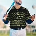 thumbnail image 5 of Zufioo American Flag Camo Print Men's Baseball Short Sleeve, Moisture Wicking Button-Down Hip Hop Tee-Large, 5 of 7