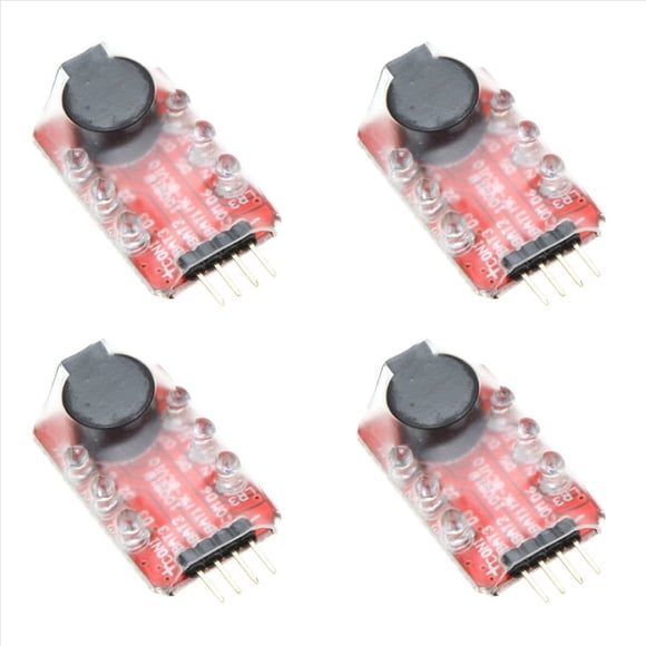 4X Altavoz Ruidoso Alarma de Voltaje de Bateria Lipo Verificador de Pantalla Pantalla LED 2-3S para Bateria de Coche Cuadricoptero Helicoptero RC